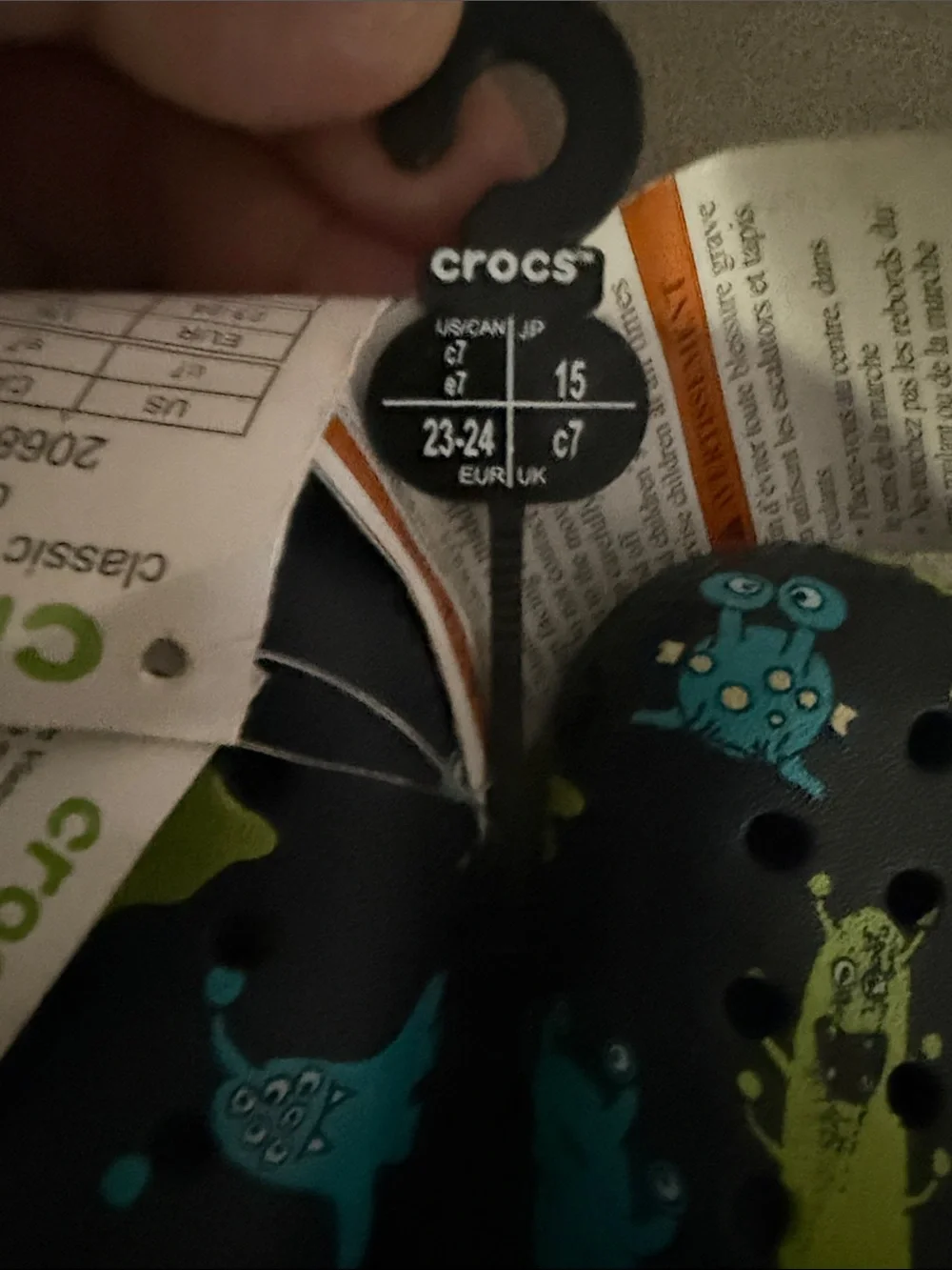 CROCS Navy Blue Kids Monster Print Water Clogs
